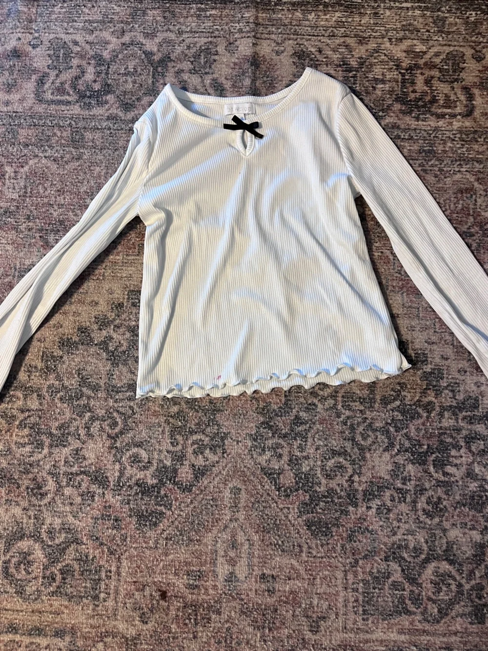 White Lettuce trim Black Bow shirt & Houndstooth chevron Yoga Pants outfit